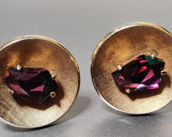 Vintage Swank Watermelon Crystal Cufflinks - Picture 5 of 10